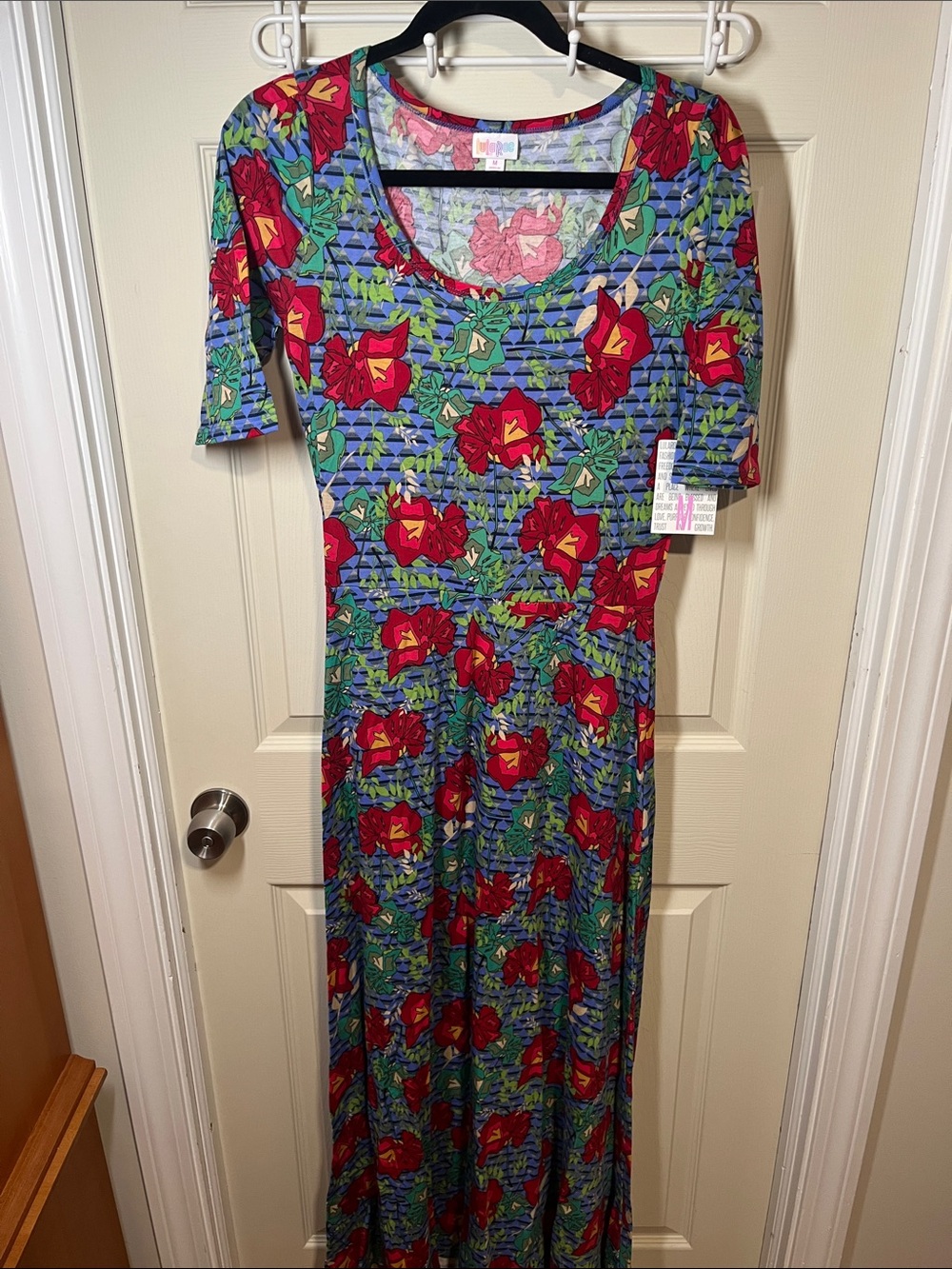LuLaRoe Scoop-Neck Maxi Dress in Red, Blue, Green